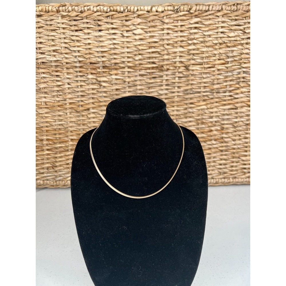 Gold Tone Plain Snake Chain Necklace Adjustable Classic Timeless Capsule Lux